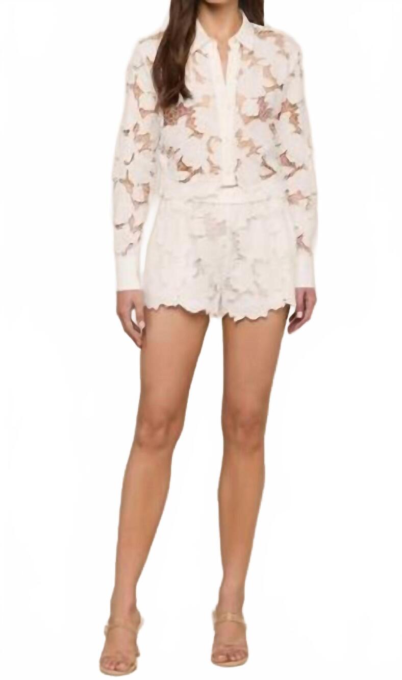 NEW L'AGENCE laina pull on eyelet short in ivory